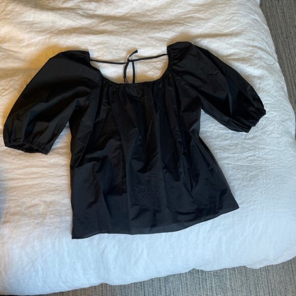 Theory black Puff Sleeve tie back shirt (Size S) - Picture 1 of 5
